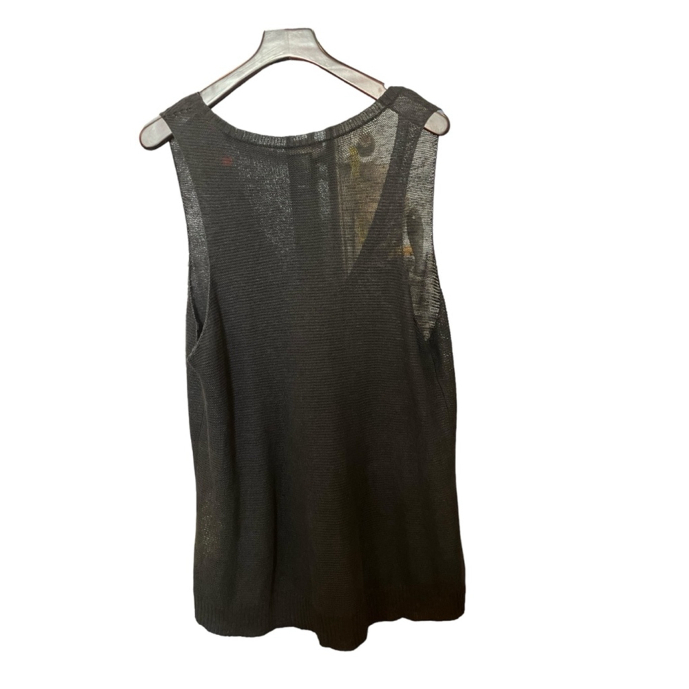 EILEEN FISHER Black 100% Linen Knit Vest Size Large - Picture 5 of 6